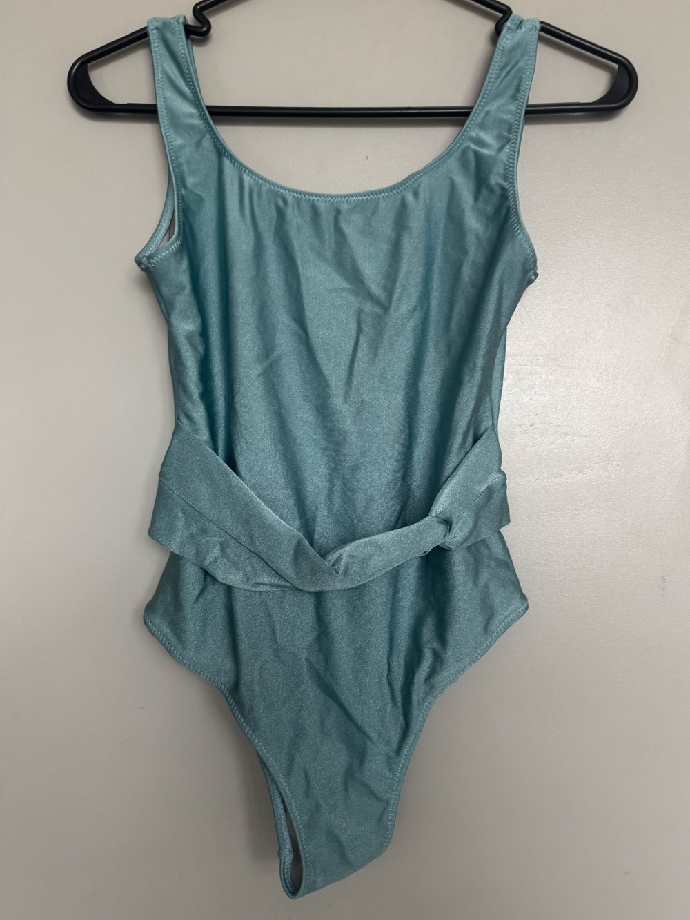 La Sirene Jolly Belted One Piece Canne Swimsuit  in Metallic Blue Small
